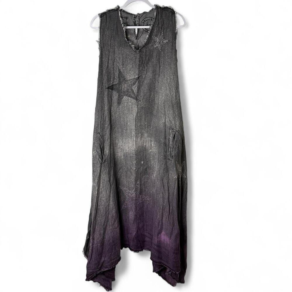 A Rare Bird Boho Hippie dip dyed ombré star dress womens size S/M oversized
